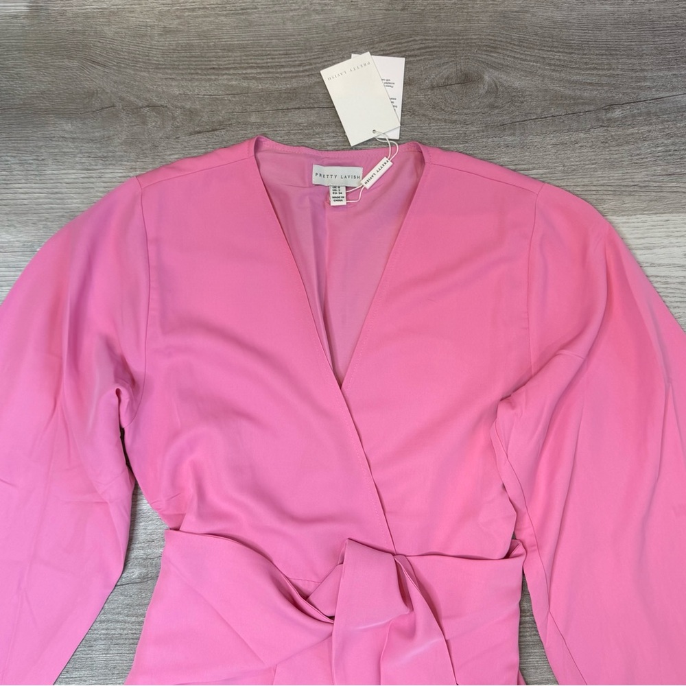 Pretty Lavish Josephine knot-detail woven midaxi dress Candy pink Women’s 2 XS - Picture 4 of 16